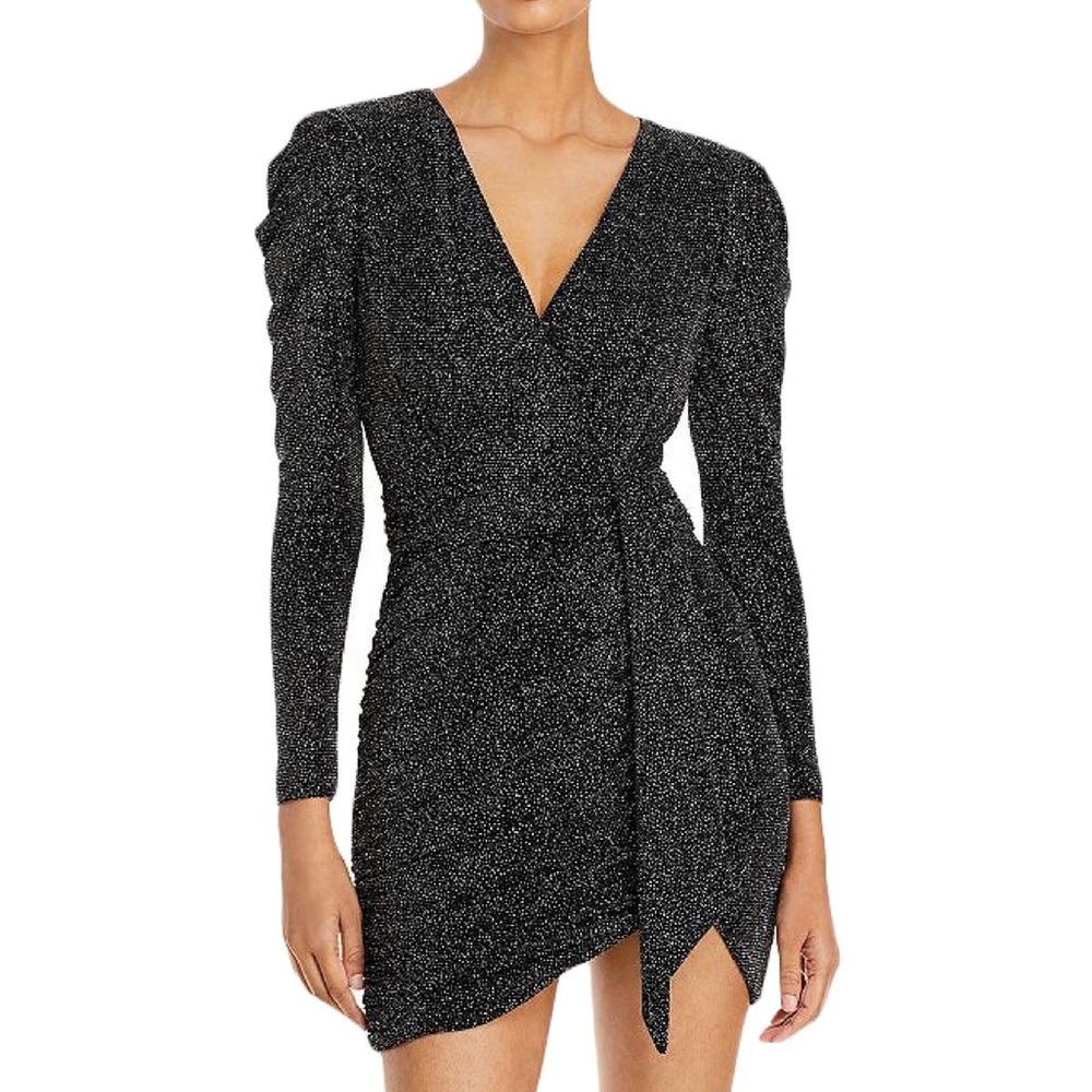 Aqua Shimmering Black Long Sleeve Dress